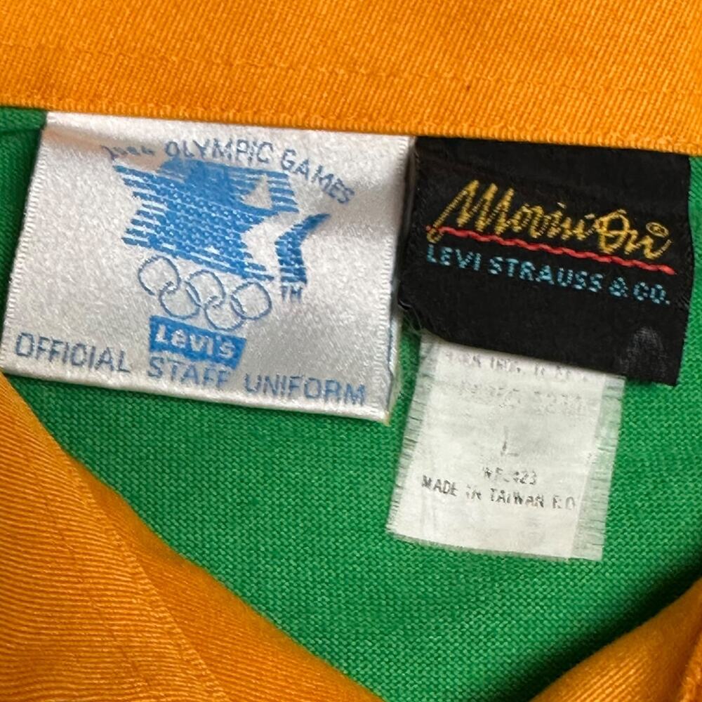 Vintage Levi’s 1984 Olympics Official Staff Uniform Green Orange Polo Shirt L - Picture 6 of 7
